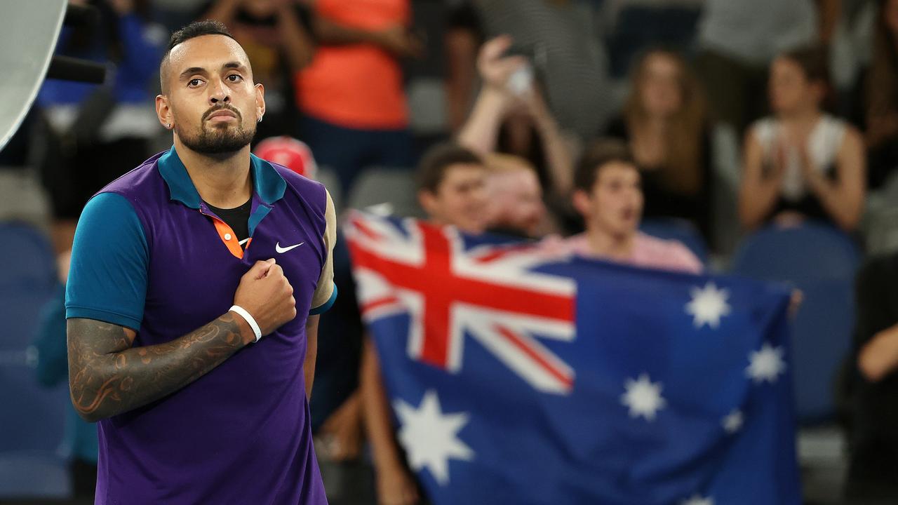 The crowd applauds Nick Kyrgios after his stirring second-round win.