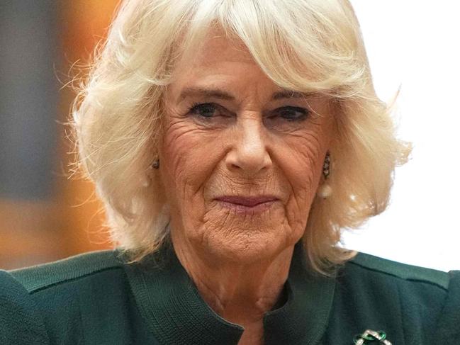 Britain's Queen Camilla attends a reception for winners of the Queen's Commonwealth Essay Competition, at Buckingham Palace in London on November 21, 2024 (Photo by Aaron Chown / POOL / AFP)