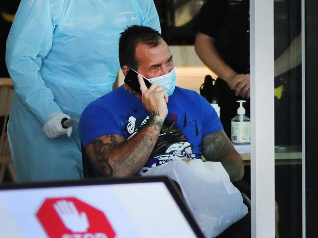 Former bikie Shane Bowden at the Voco Hotel in Surfers Paradise during quarantine. Picture Glenn Hampson