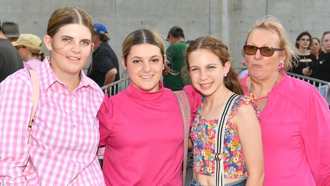 Socials at Pink convert at Townsville's Queensland Country Bank Stadium. Caitlin Sheppard, Sienna Hanson, Nakia Taylor and Kaylene Lyon. Picture: Evan Morgan