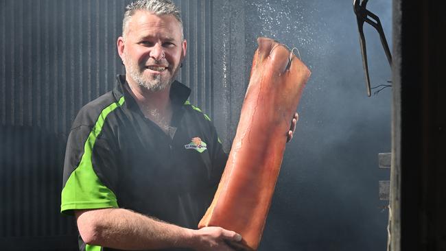 Butcher Ben Schubertz was thrilled that Mt Pleasant Butcher won best shortcut bacon in Australia. Picture: Keryn Stevens
