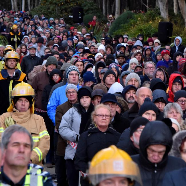 Crowds at the Anzac Day Dawn Service at the Memorial Cross in 2016.