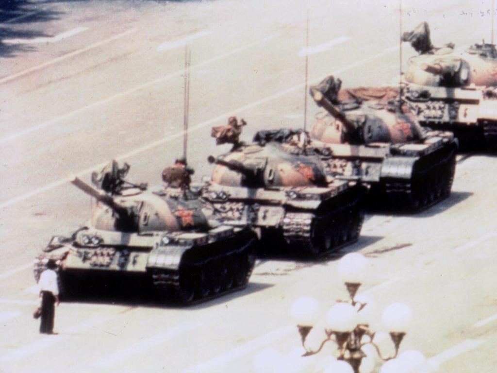 The famous ‘Tank Man’ photo from Tiananmen Square in Beijing in 1989.