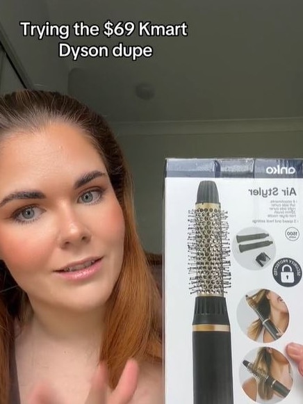 The product, which has already sold out, has been described as a ‘dupe’ of Dyson’s $799 Airwrap. Picture: TikTok/@britlea95