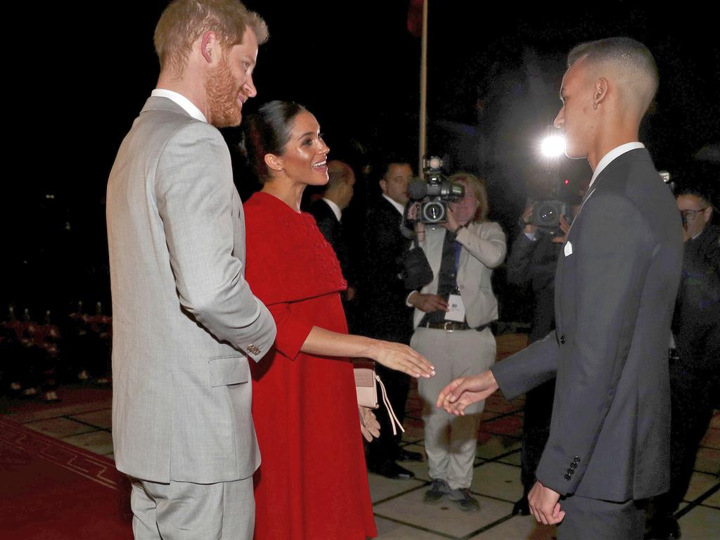 Harry and Meghan are the picture of marital happiness in Morocco. Picture: Hannah McKay/Pool via AP