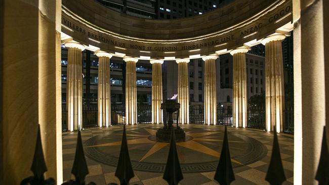 An empty shrine during the Anzac Day Wreath Laying Ceremony at The Shrine of Remembrance in Brisbane, Saturday, April 25, 2019. Anzac Day is a national day of remembrance to commemorate the service and sacrifice of Australian and New Zealand service men and women. Due to COVID-19 restrictions marches and commemorative services have been banned for the first time in more than a century. (AAP Image/Jono Searle) NO ARCHIVING