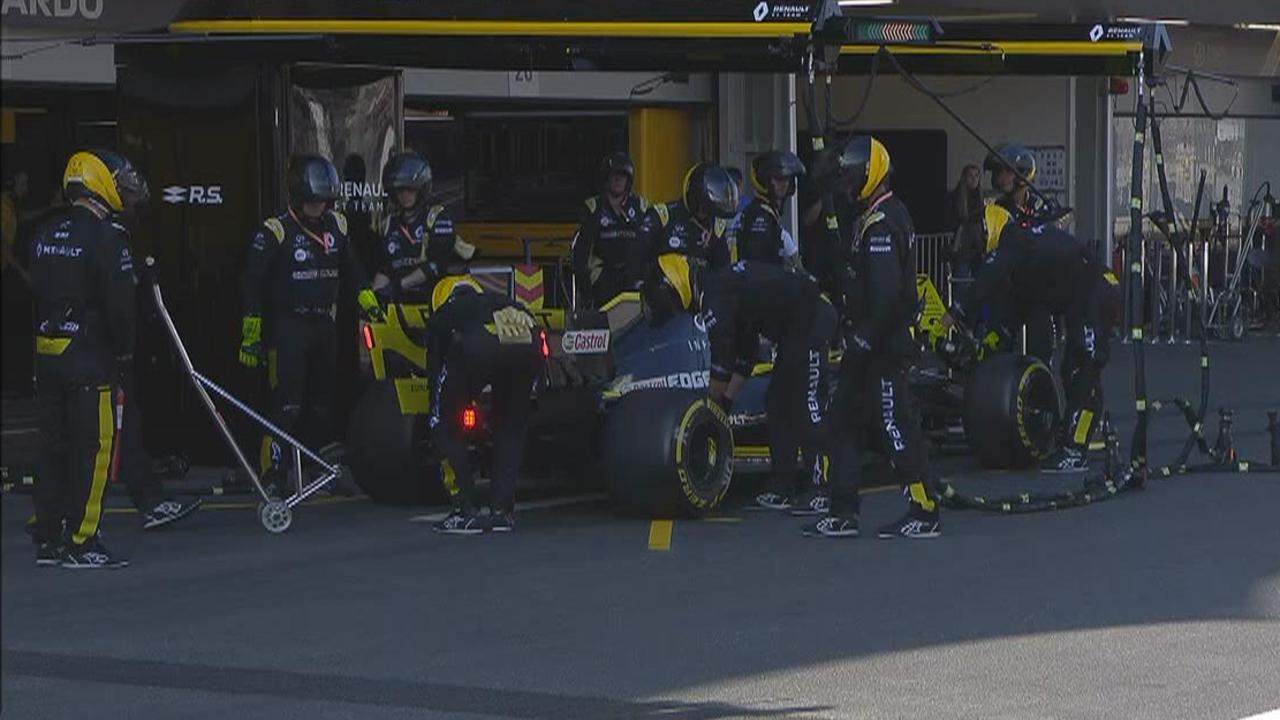 Ricciardo retired himself after damage to the back of his car.