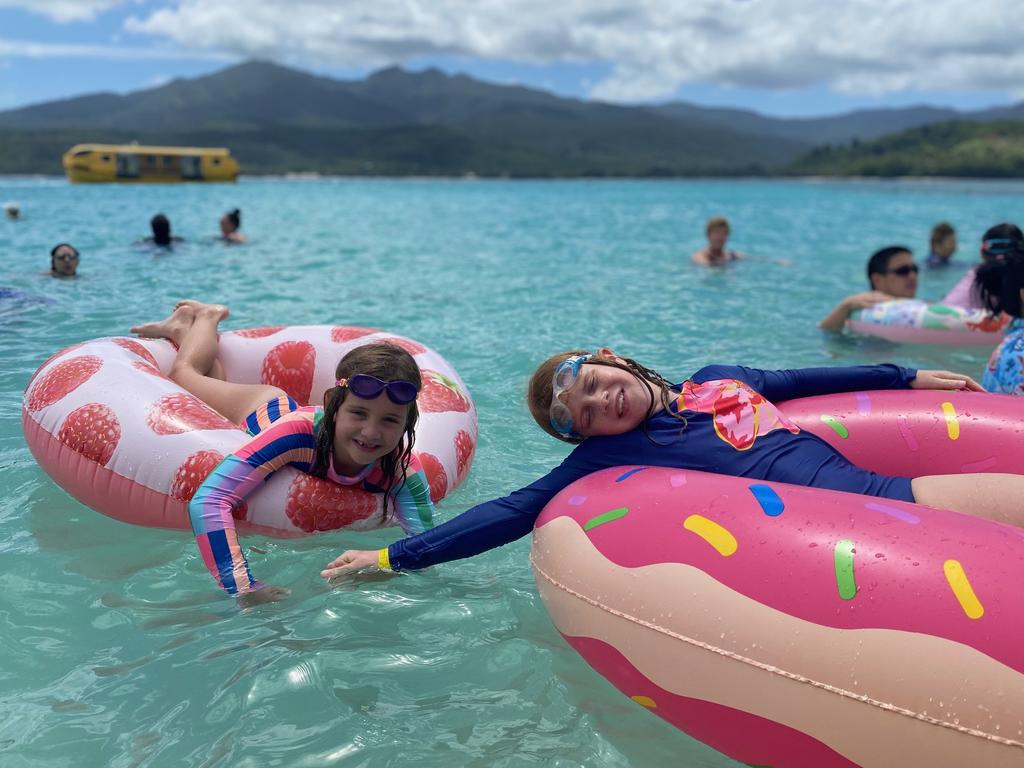 The clear water off Mystery Island was best enjoyed on a pool floatie.