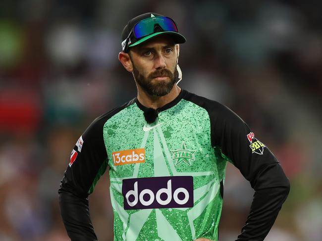 CANBERRA, AUSTRALIA - DECEMBER 28: Glenn Maxwell of the Stars looks on  during the BBL match between Melbourne Stars and Sydney Thunder at Manuka Oval, on December 28, 2024, in Canberra, Australia. (Photo by Mike Owen/Getty Images)