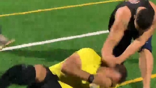 A soccer referee has broken his jaw in an alleged assault.