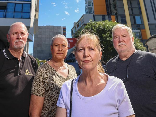 NEWS ADVResidents Peter & Karen Schultze, Shirley McPherson & Wayne Stonehouse live in the Altitude Apartments and West Franklin Apartments are lobbying the Adelaide City Council against changing a land management agreement which could allow the construction of a 53m tall building in front of their Apartments. They have threatened a class action if it is allowed.  IMAGE/Russell Millard