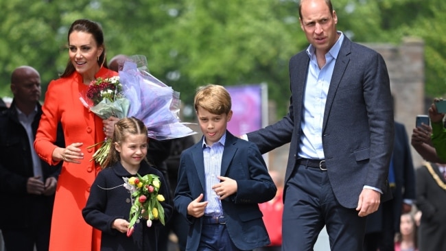 Prince William, Kate Middleton and two of their children spent the day in Wales instead. Picture: Getty Images