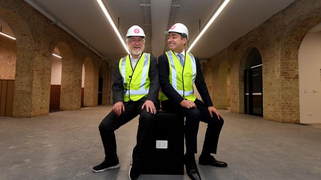 MIT Professor Sandy Pentland with Premier Steven Marshall in what will be the new MIT Living Lab. Picture: Tricia Watkinson