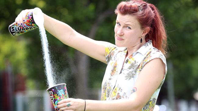 Erin Pettet, 32, was shocked to learn just how much sugar is in some frozen drinks. Picture: Alex Coppel