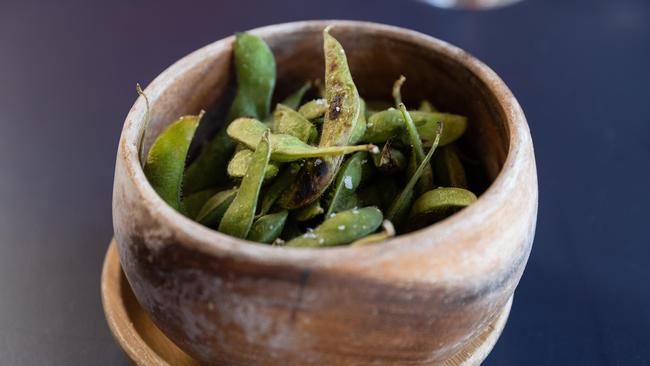 Edamame bunged on the barbie. Picture: Jason Edwards