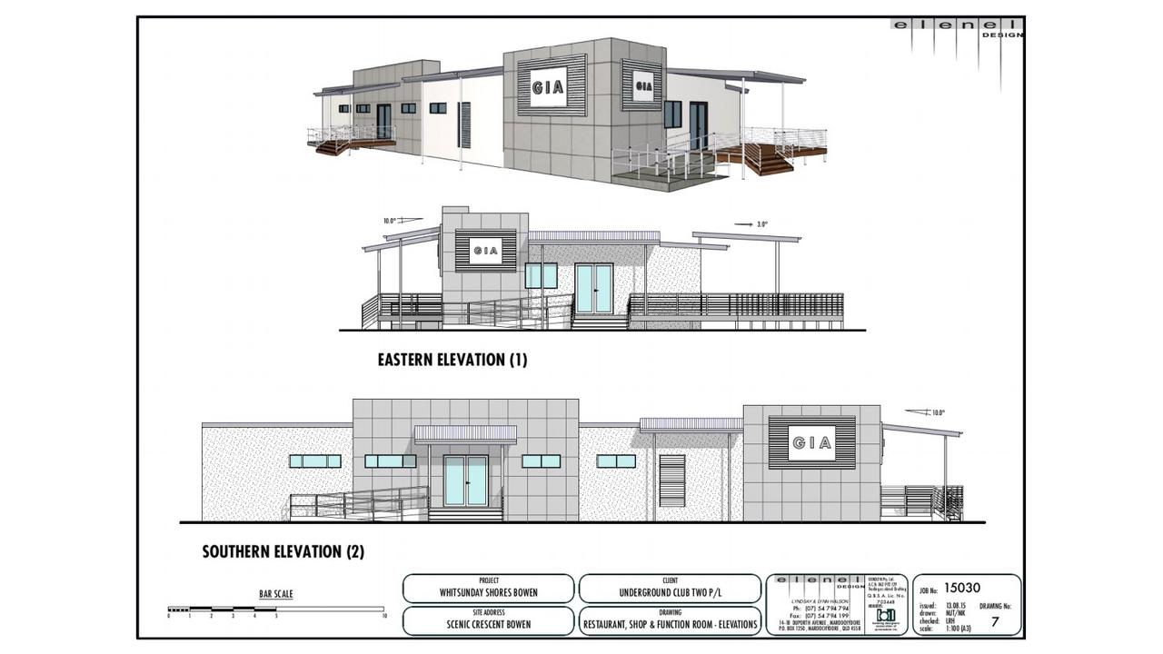 Plans of the restaurant area at the proposed caravan park in Bowen.