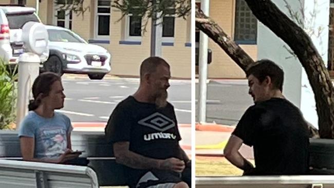 Chrissy Mae Isaacs, Aaron John Jenkins and Cody Aaron Jenkins sitting outside of Kingaroy Courthouse, Friday January 31, 2025.