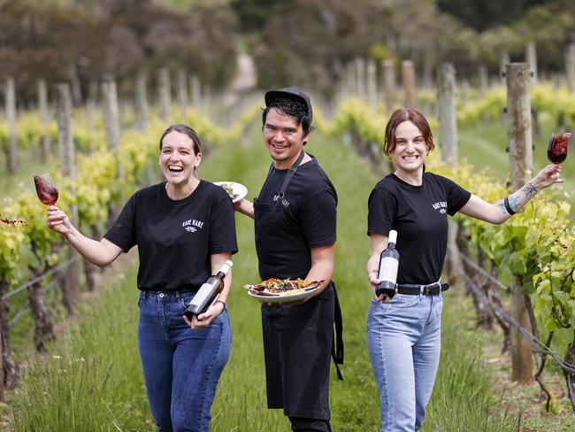 Jackalope staff Olivia Green, Tobias Marks (chef) and Darrien Mehmed. Picture: Alex Coppel.