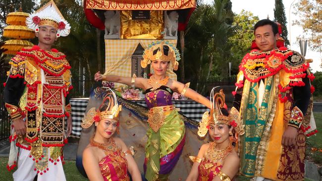 Bali bombing 20th Anniversary memorial ceremony at Allambe Gardens with Balinese dancers in front of the Memorial. Picture: Glenn Hampson