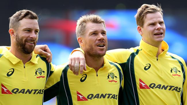 (L-R) Matthew Wade, David Warner and Steve Smith.