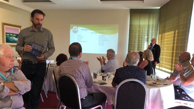 Councillor Glenn Tozer after speaking at the Mudgeeraba Chamber of Commerce breakfast.