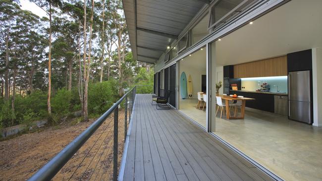 The back verandah at the Karri Fire House, at Denmark, Western Australia.