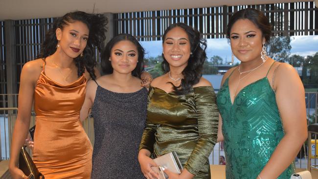 Rochelle Tuisani, Tumema Toala, Breanna Tiata, and Tina San at the 2021 Bundamba State Secondary College year 12 formal, Ipswich Turf Club 17th of November 2021. Picture: Jessica Baker
