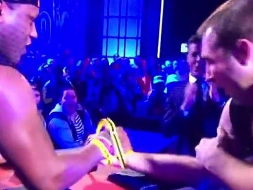 Wendell sailor breaks NRL player Ben Ross arm bicep on footy show arm wresting challenge 11 june 2015