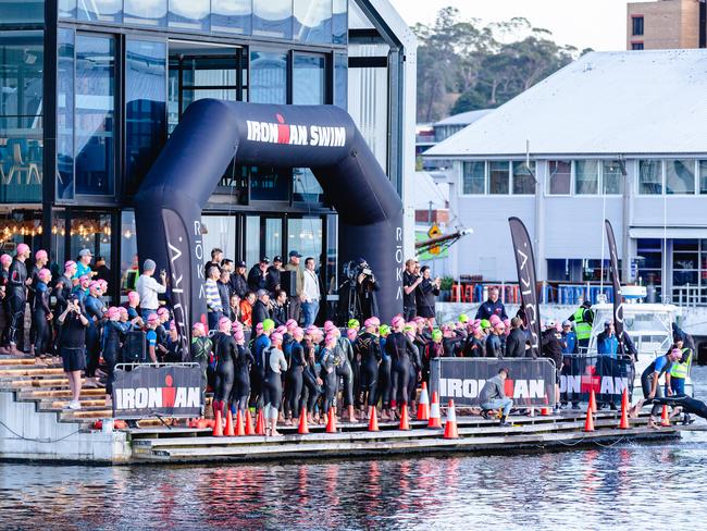 Competitors in the Ironman 70.3 Tasmania in Hobart Picture: Linda Higginson