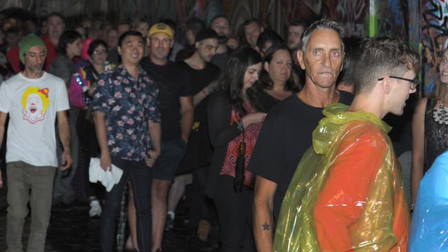 Fans wait outside the Forum Theatre for Madonna’s special Tears Of A Clown performance. Picture: Andrew Henshaw
