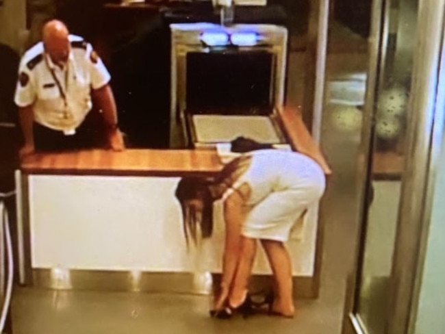 She is seen passing through a security checkpoint. Picture: 7 News Spotlight