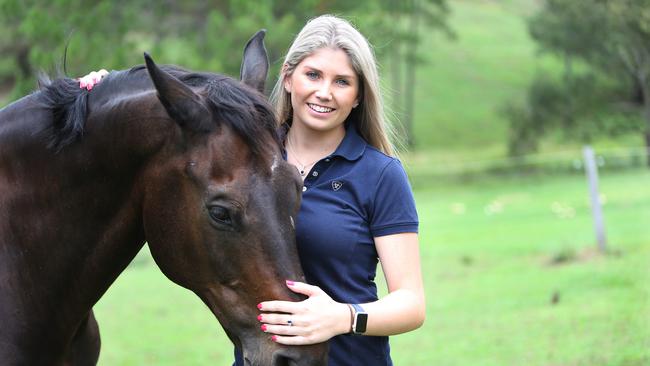 Chelsea Higgins with her horse Comedian as she dreams of competing for Australia in the Paralympics.