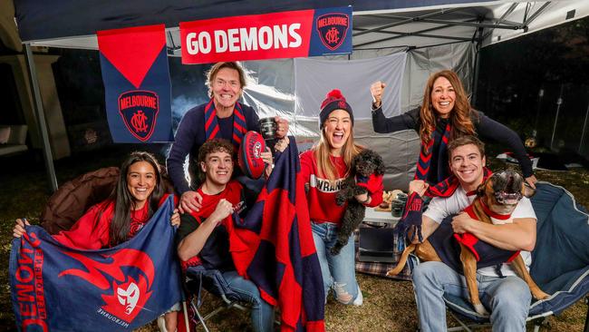 The Virtue family will celebrate the grand final in their backyard. Picture: Tim Carrafa