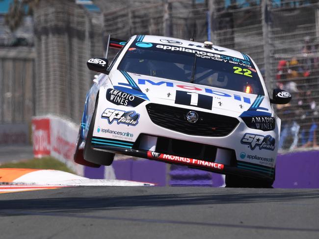 James Courtney in the Mobil 1 Racing Holden during a practice session on Day One of the 2019 Virgin Australia Supercars Championship round at the Vodafone Gold Coast 600 at Surfers Paradise on the Gold Coast, Friday, October 25, 2019. (AAP Image/Dave Hunt)