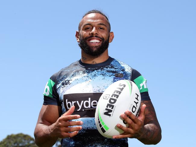 NRL star Josh Addo-Carr is excited about appearing at Parrtjima in Alice Springs tonight. Picture: David Swift