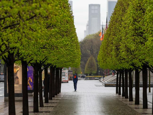 A person walks by a desolate Metropolitan Museum of Art in NYC. Picture: AFP