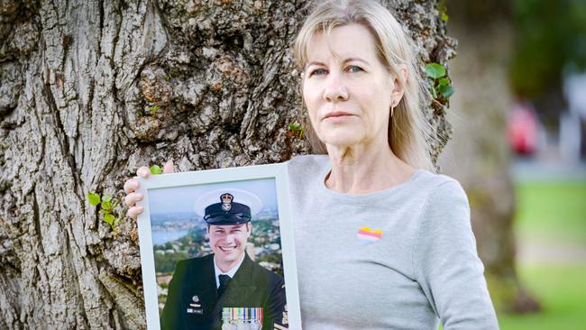 Julie-Ann Finney with a picture of her son Dave. Picture: AAP