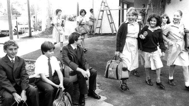 The first intake of girls into Year 7 at Wesley College in 1982. Picture: HWT