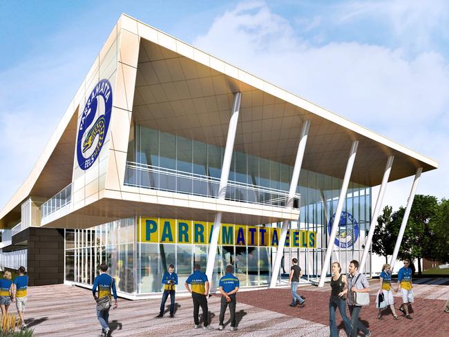 Artist impression of the entrance of the future Parramatta Eels high-performance centre at Kellyville Park.