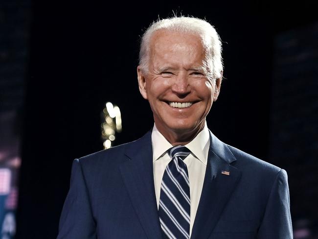 Former vice-president and Democratic presidential nominee Joe Biden stands on stage at the end of the third day of the Democratic National Convention, being held virtually amid the novel coronavirus pandemic, at the Chase Center in Wilmington, Delaware on August 19, 2020. (Photo by AFP)