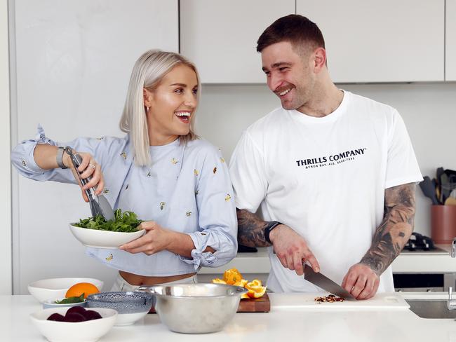 Cara Staniforth and Will Potter pictured in their kitchen. Picture: Sam Ruttyn