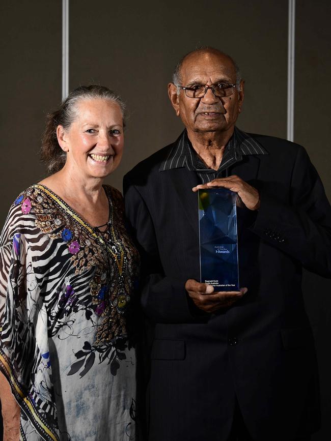 Reginald Dodd and his nominator Jenny Poore at the South Australian of the Year awards. Picture: Bianca De Marchi