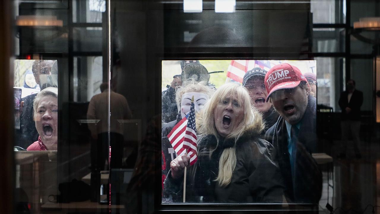 This backlash protest against coronavirus lockdowns in Columbus, Ohio has been likened to a ‘zombie horde’. Picture: Joshua A. Bickel/The Columbus Dispatch