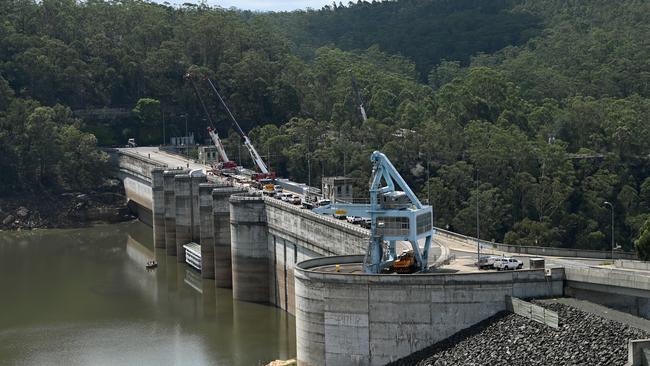 Dam levels across greater Sydney had risen by more than 20 percentage points by Monday, with enough water for as much as 150,000 Olympic-size swimming pools flowing into Warragamba Dam. Picture: Joel Carrett/AAP