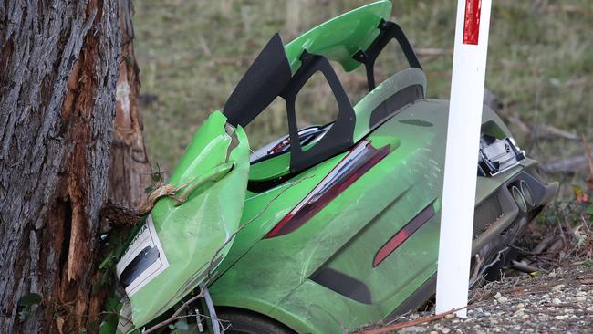 The scene of fatal TARGA Tasmania crash in Lower Wattle Grove, Wattle Grove Road. Picture: Zak Simmonds