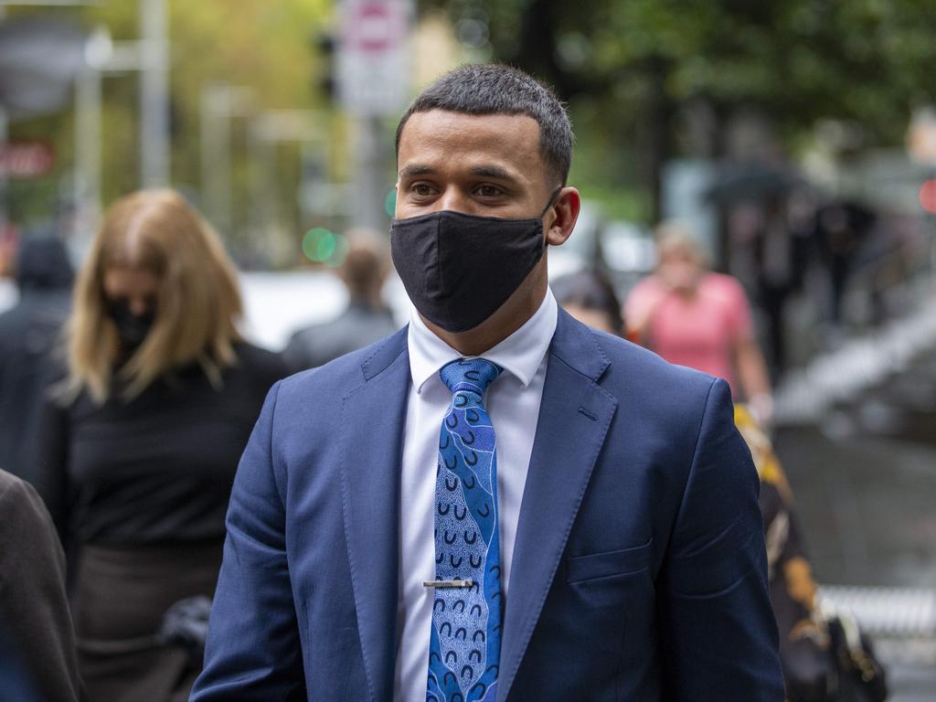 Former NRL player Tristan Sailor arrives at the Downing Centre in Sydney. Picture: NCA NewsWire / Christian Gilles