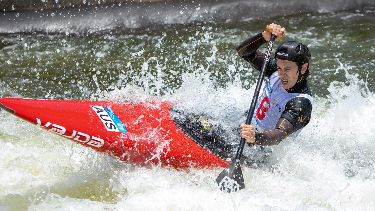 Young canoe slalom paddler Mark Crosbee.