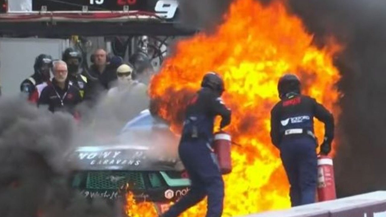 James Courtney escaped unharmed after his car caught fire. Source: Fox Sports
