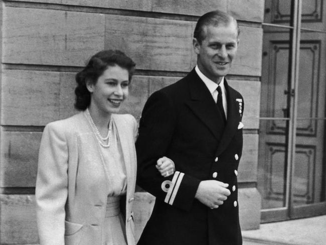 Princess Elizabeth (later Queen Elizabeth II) and naval Lieutenant Philip Mountbatten (later Duke of Edinburgh) photographed for the first time since the announcement of their engagement, 10th July 1947. Picture: Getty