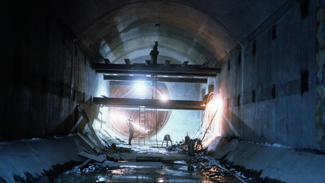 Workmen build a station box for the City Loop. Picture: Salini Impregilo.